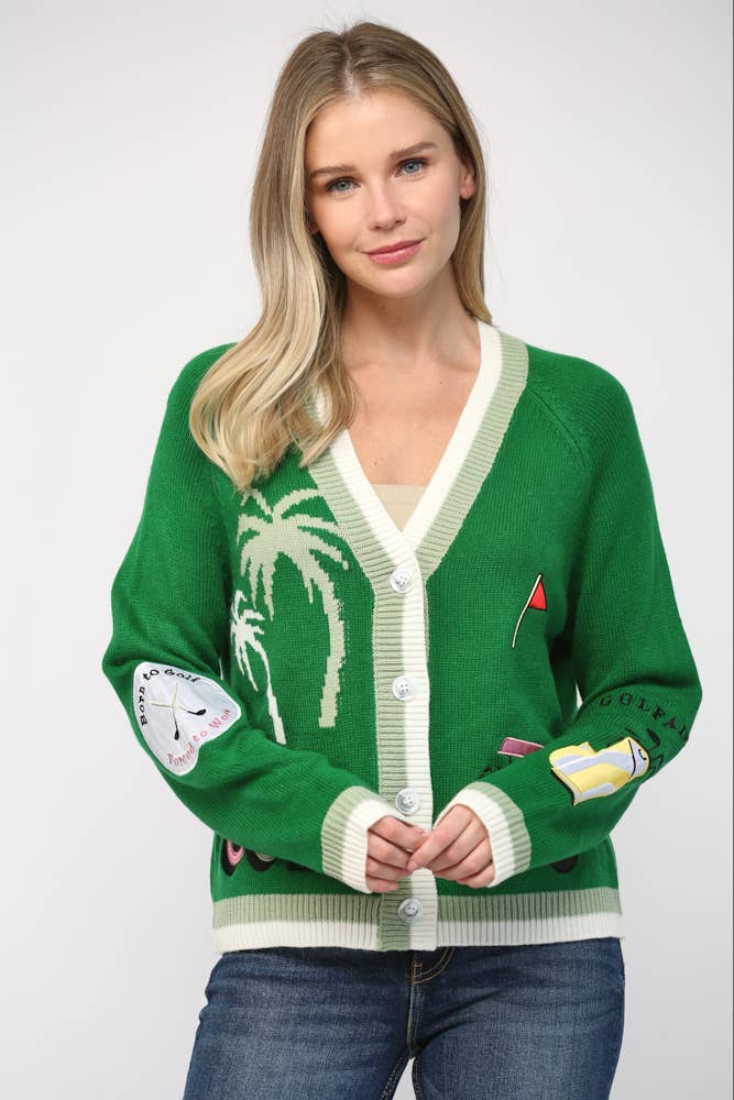FATE GOLF EMBROIDERED PATCH CARDIGAN