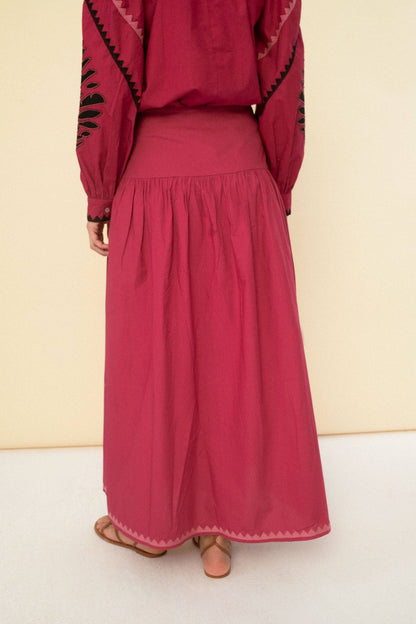 Maxi Length Skirt in Cherry