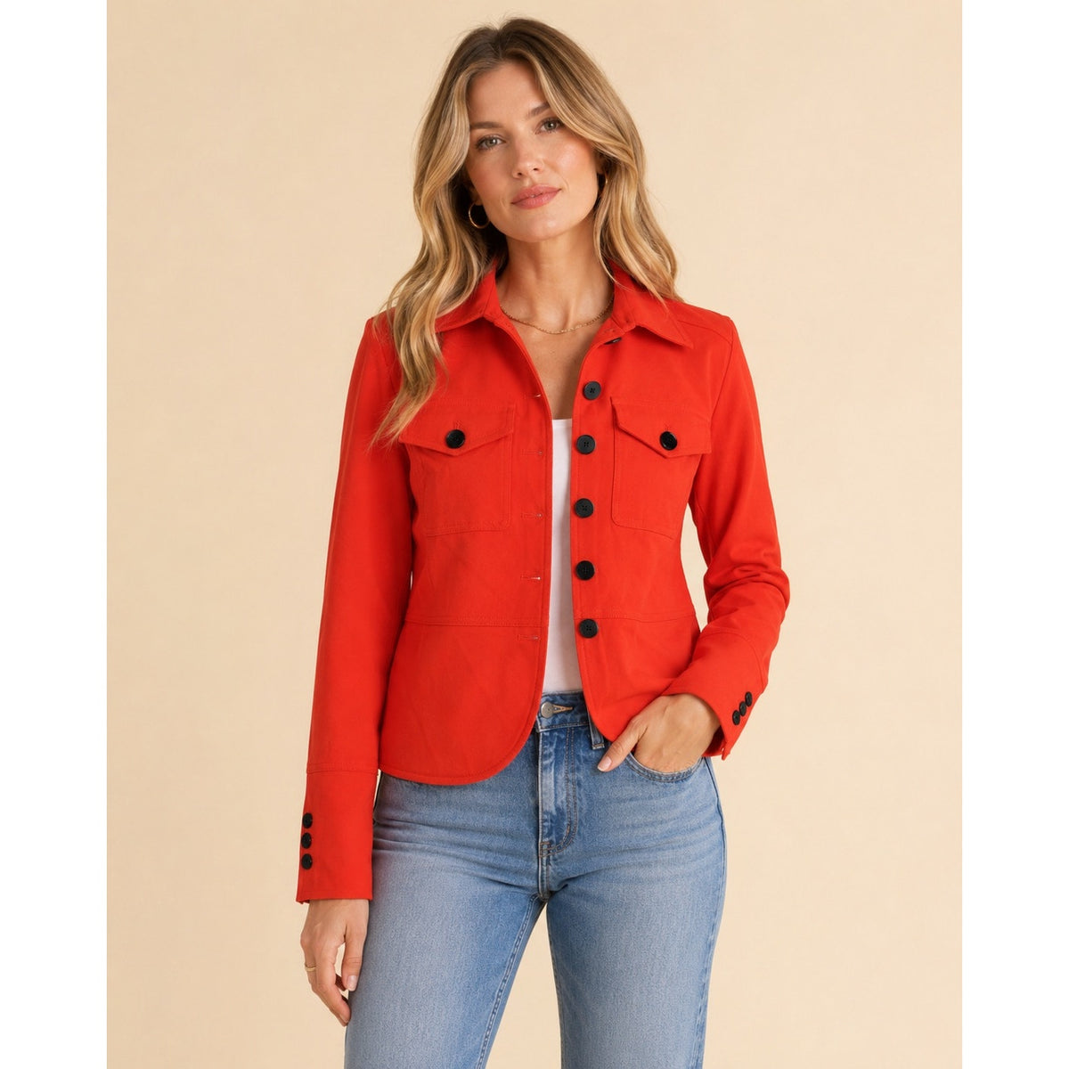 Halogen Button Front Orange Jacket