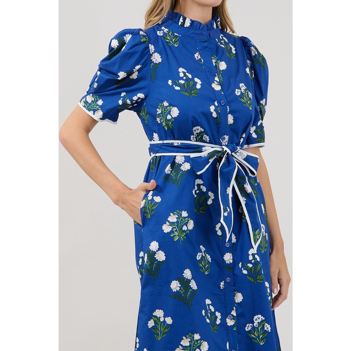 Sugarlips Gianny Button Down Midi Dress Floral