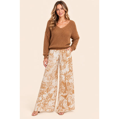 Scandal Italy Caramel and Cream Wide Leg Micah Pants
