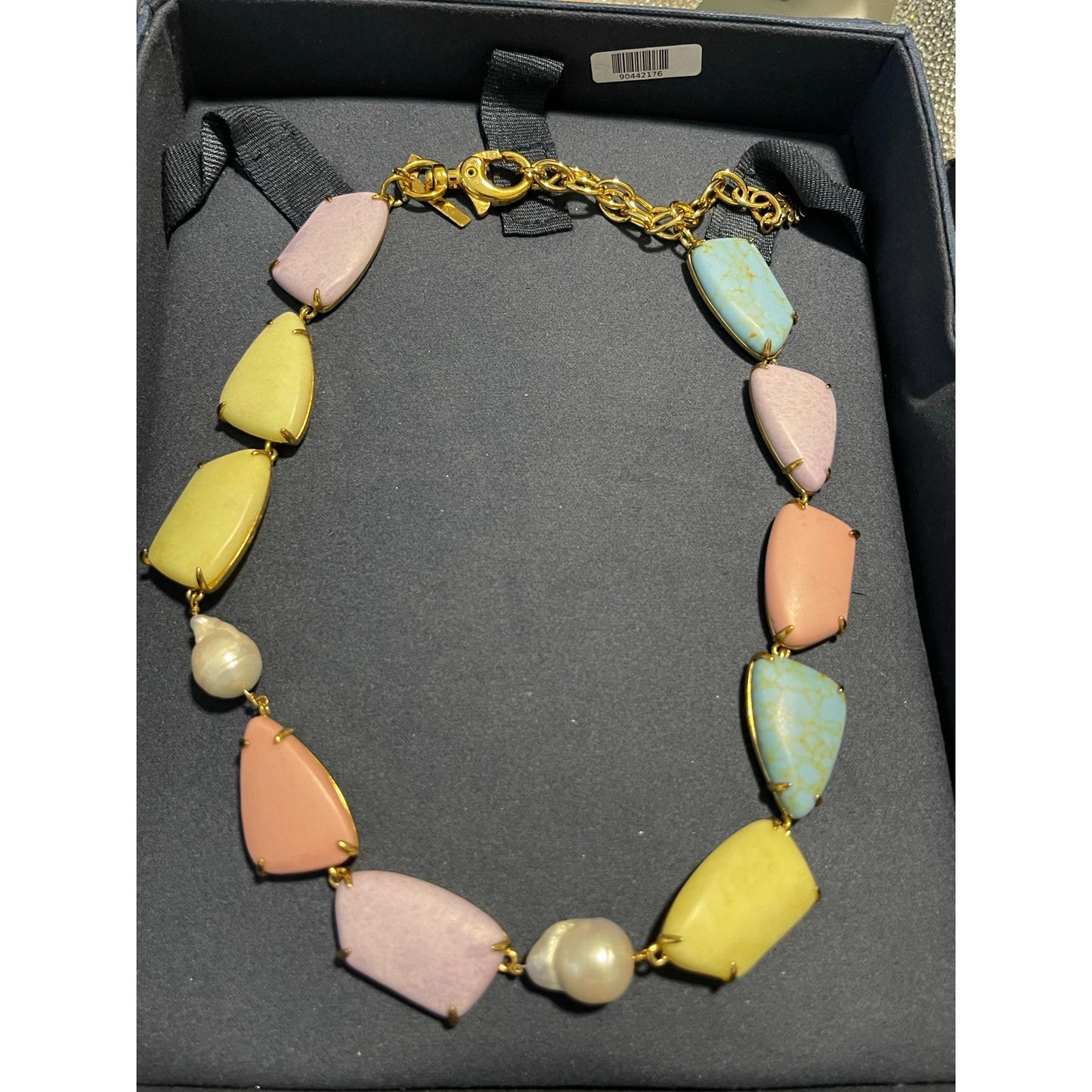 Lele Sadoughi Pearl and Pebble Collar Necklace and Earrings Set