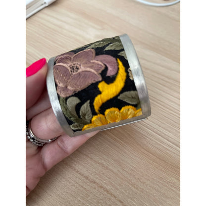 Yellow Flower Embroidery Cuff Bracelet