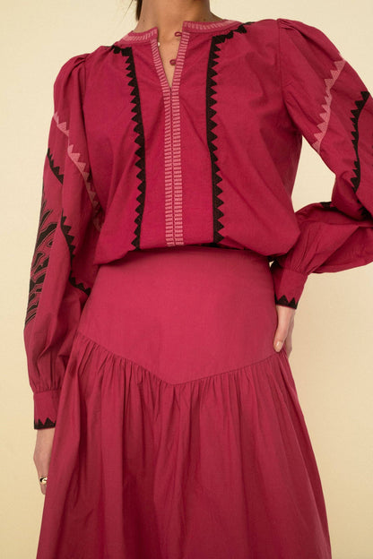 Maxi Length Skirt in Cherry