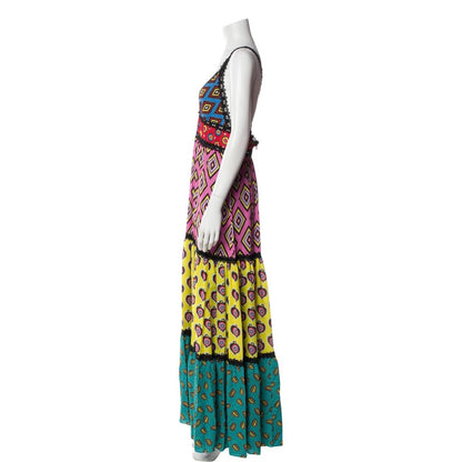 Alice + Olivia x Carla Kranendonk Multicolour Printed Crepe Paneled Maxi Dress