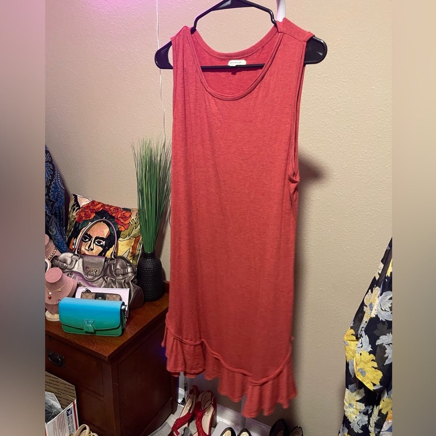 Max Studio Red Ruffled Sleeveless Mini Dress