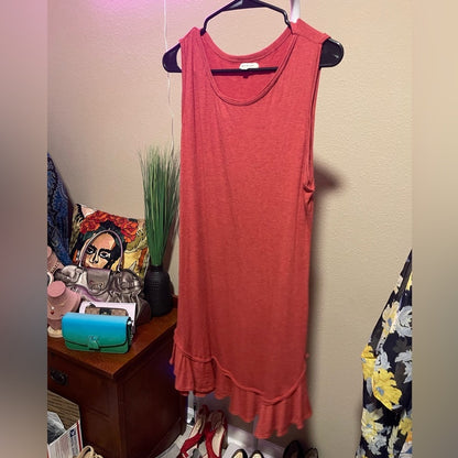 Max Studio Red Ruffled Sleeveless Mini Dress