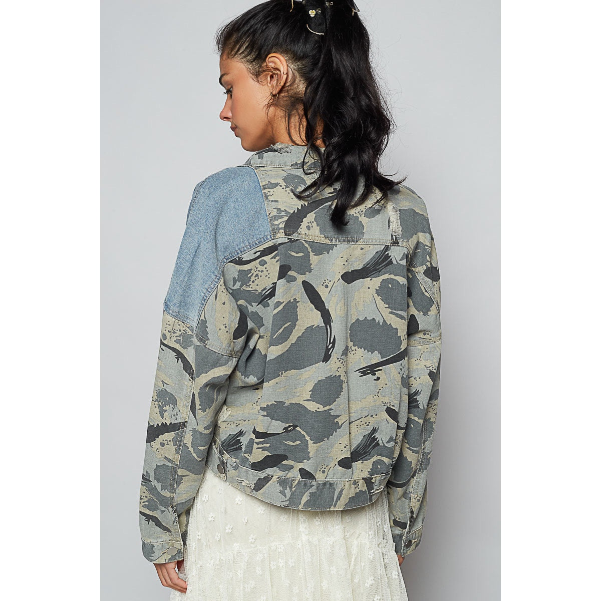 POL Off Duty Vintage Camo Denim Jacket