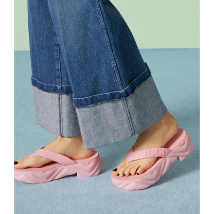 Gucci Wild Rose Rubber Flip Flop