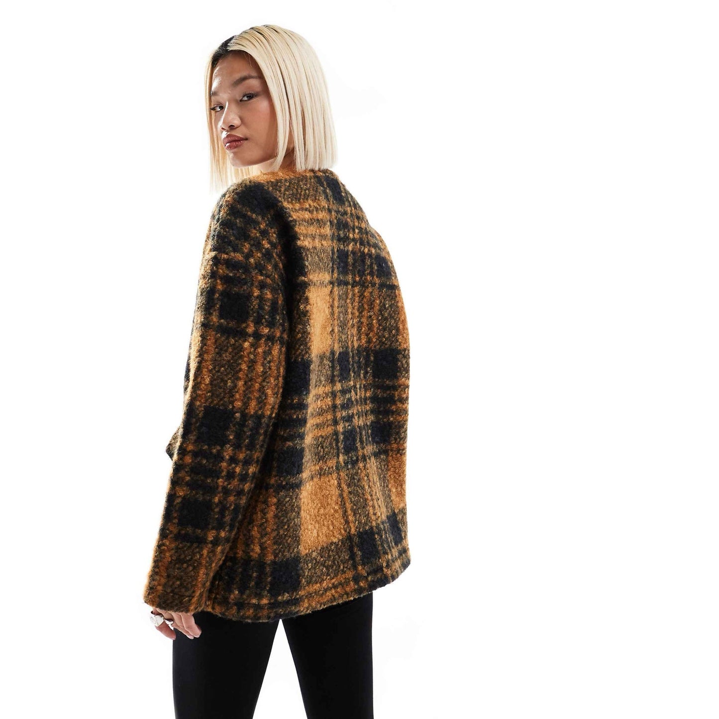 Native Youth Boucle Toggle Checked Jacket