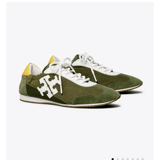 Tory Burch Green & Yellow Suede Sneakers