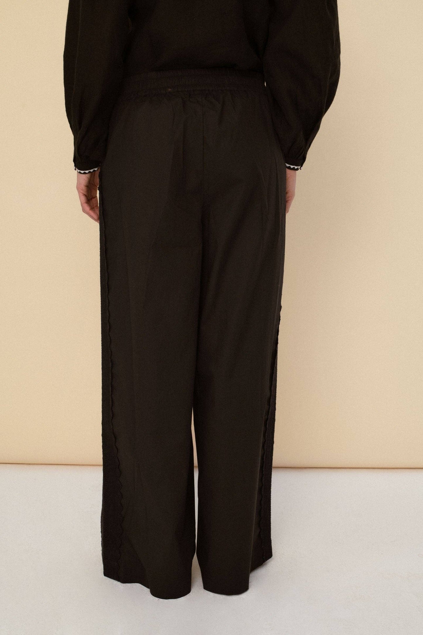 Cotton Wide Leg Pant in Black