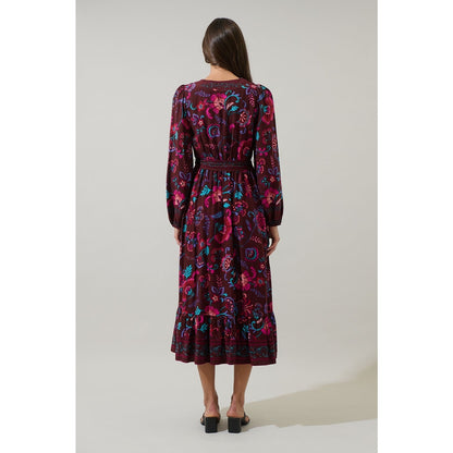 Sugarlips Tory Paisley Mindie Wrap Midi Dress - XS-3X