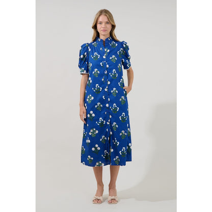 Sugarlips Gianny Button Down Midi Dress Floral