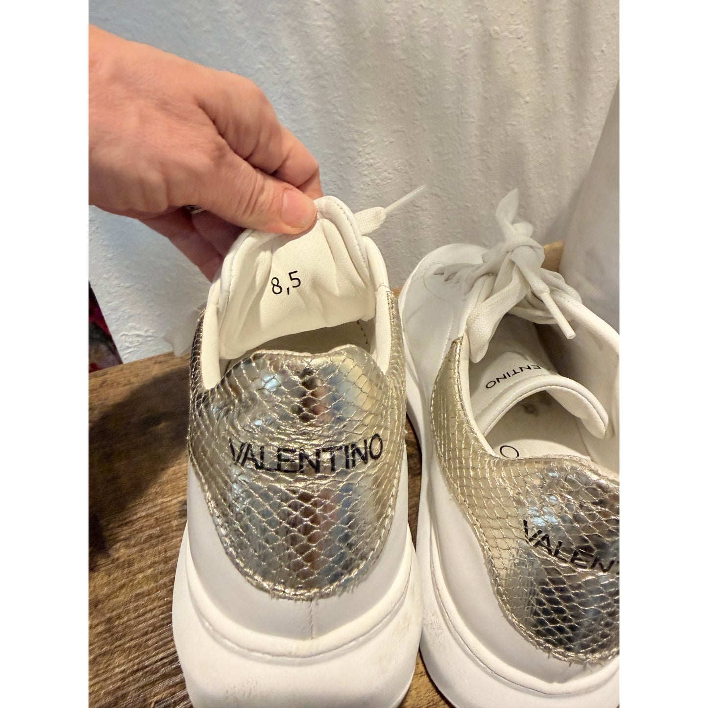 Valentino White Leather Women's Sneakers, Size 8.5