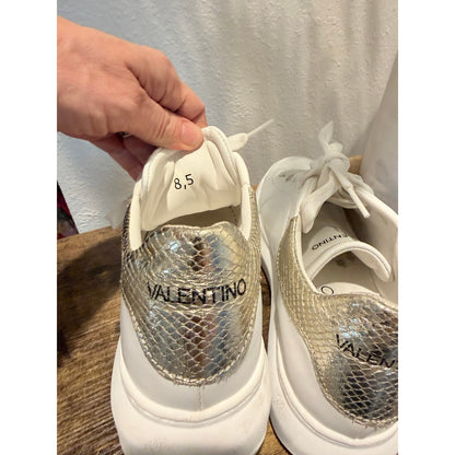 Valentino White Leather Women's Sneakers, Size 8.5