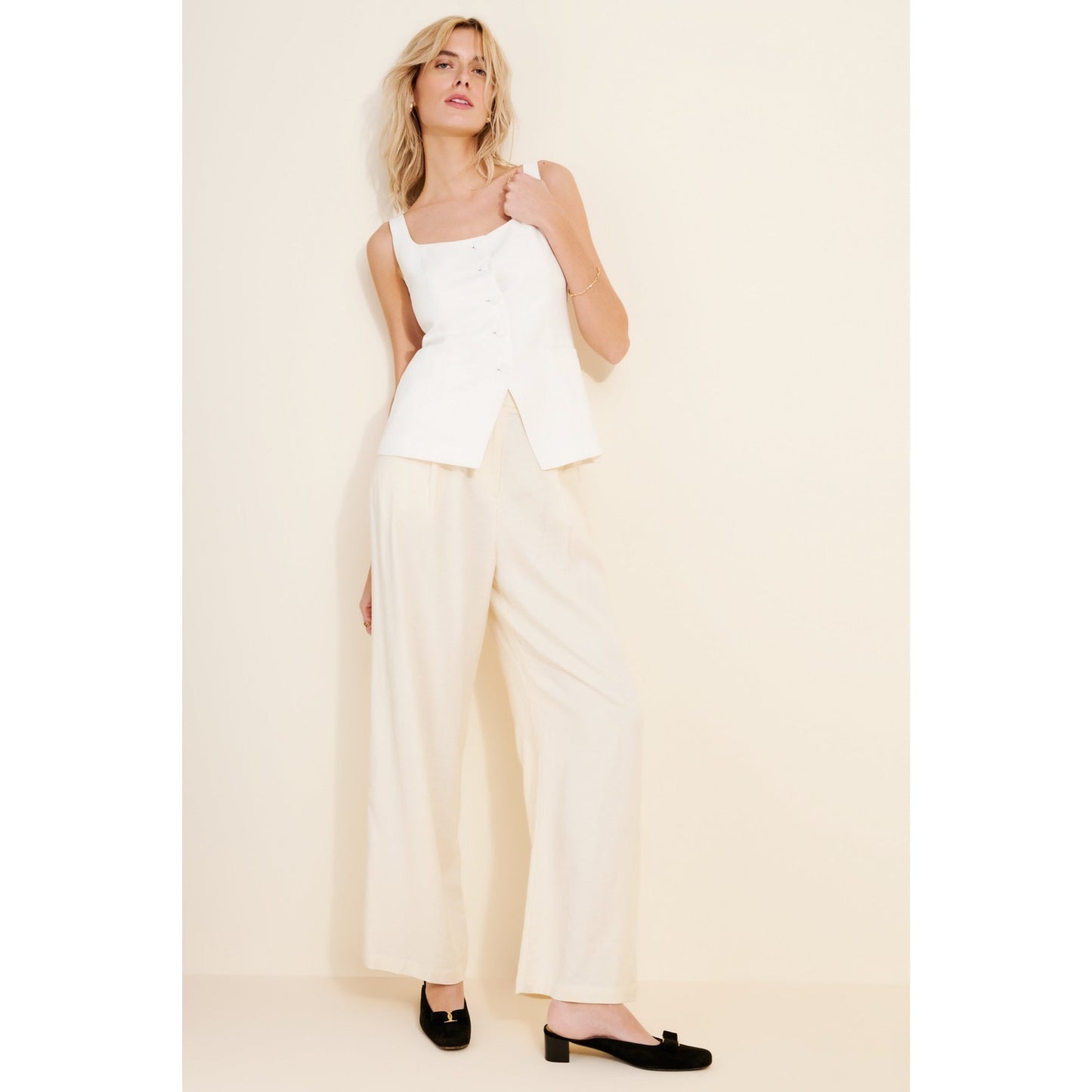 Wayf Ivory Button-Up Vest