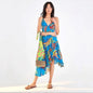 FARM RIO Women Blue Banana Sleeveless Wrap Asymptomatic Tropical Dress