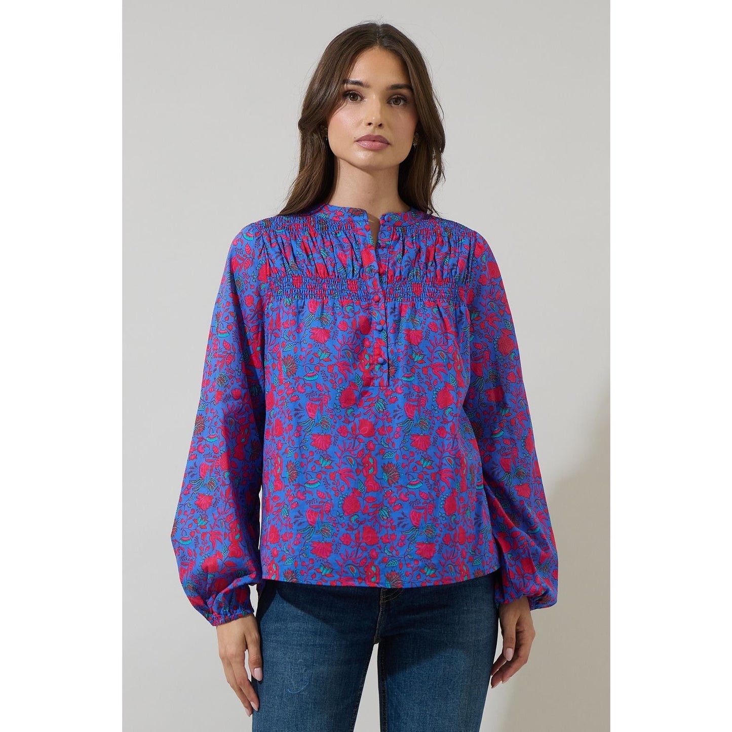 Sugarlips Tanya Floral Katara Smocked Top