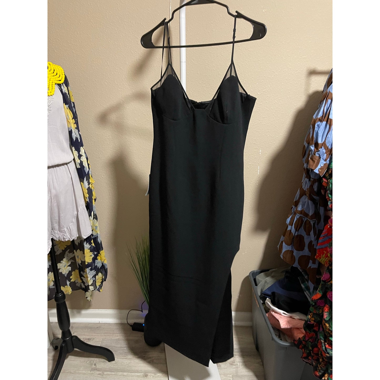 Bardot Rune Mesh Inset Midi Dress