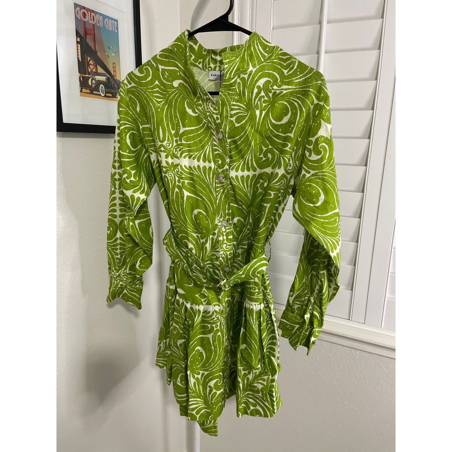 Sarawati Print Mini Dress in Lime Azulejo