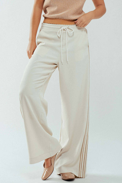 Urban Daizy Wide Leg Drawstring Stripe Lounge Pants