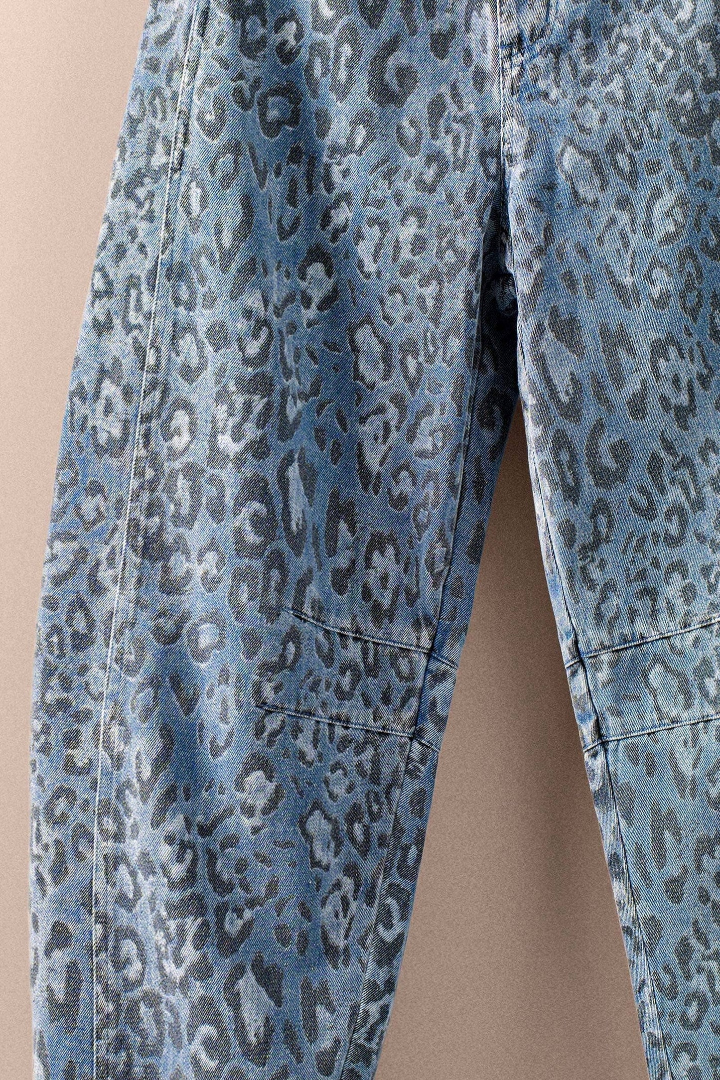 Urban Daizy Leopard Print Relaxed Straight Denim Pants