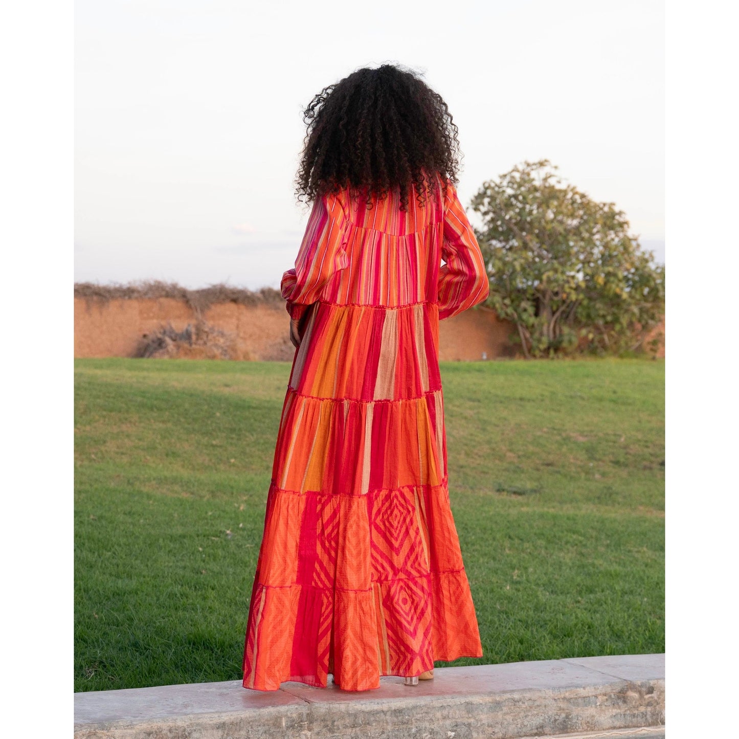 Gold & Silver Cuba Orange Colorway Maxi Dress