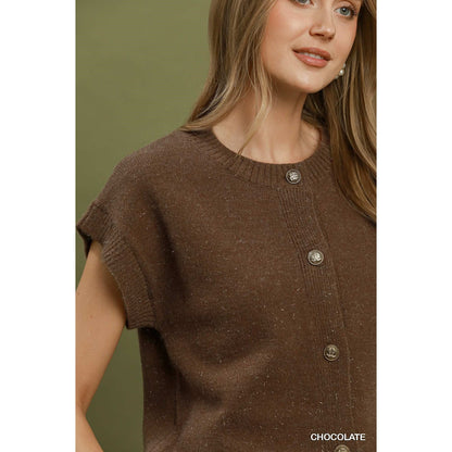 Umgee Sleeveless Button-Front Sweater Vest