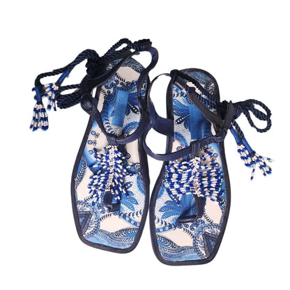 Farm Rio Size 9 Beaded Blue Sandals