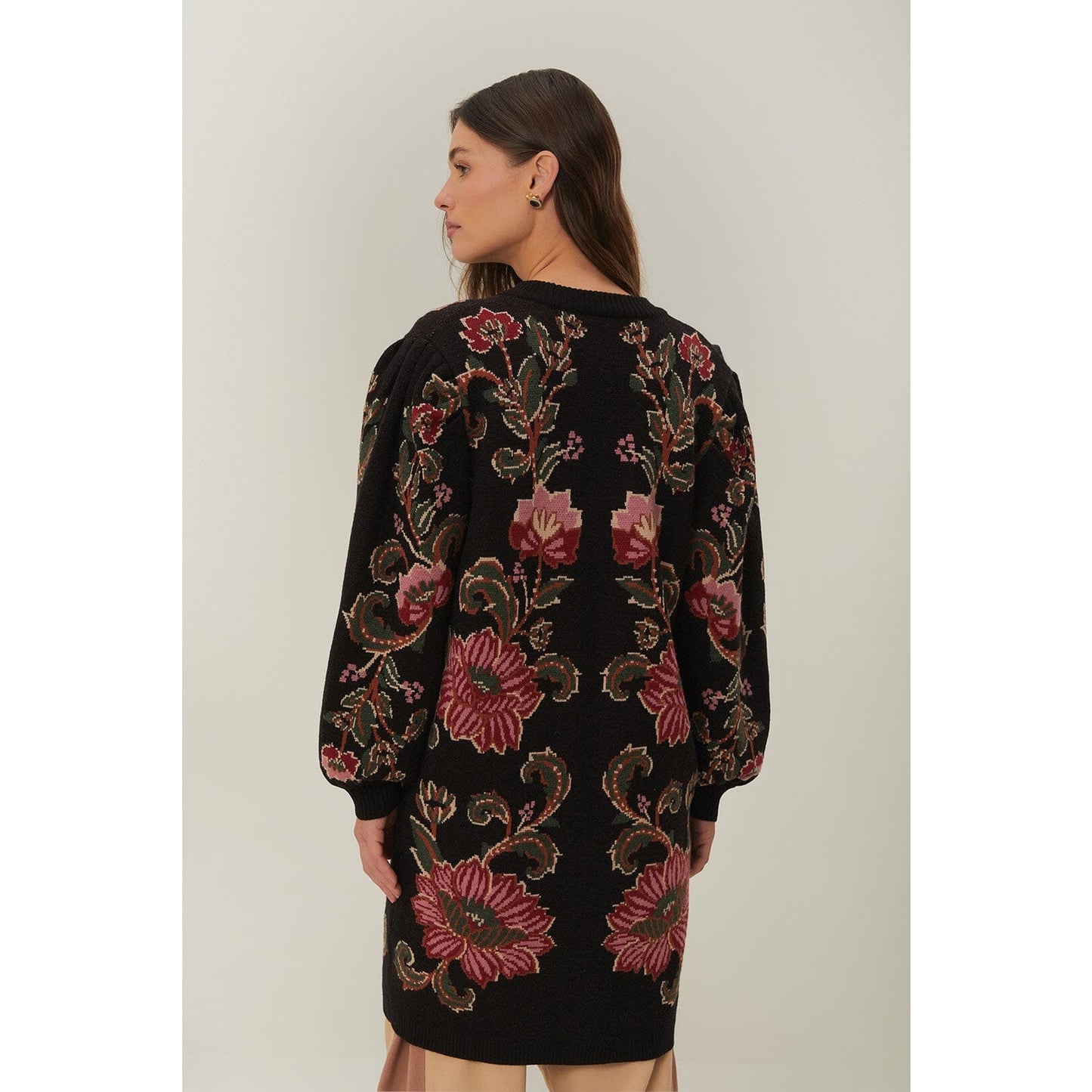 Farm Rio Black Ravenala Knit Midi Cardigan