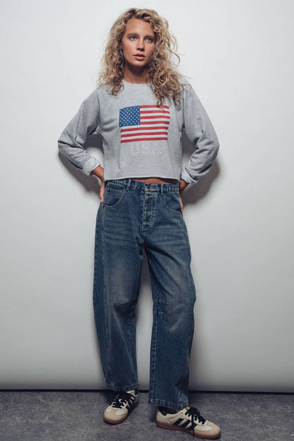 Urban Daizy Light Dirty Wash Barrel Leg Jeans