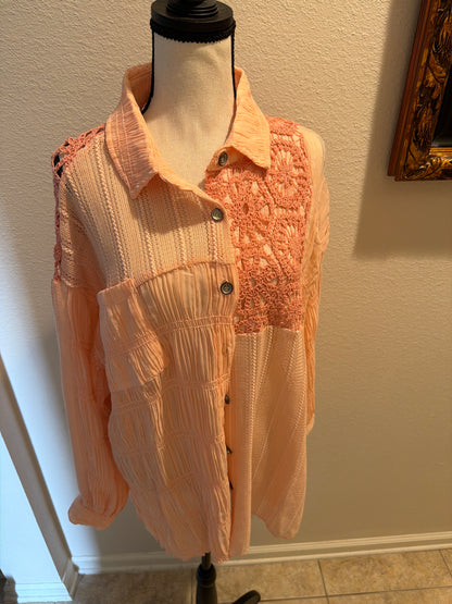 POL Baby Pink Button Front Top