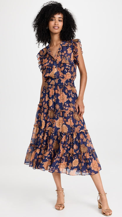 Misa Los Angeles Tina Blue Marigold Flora Dress