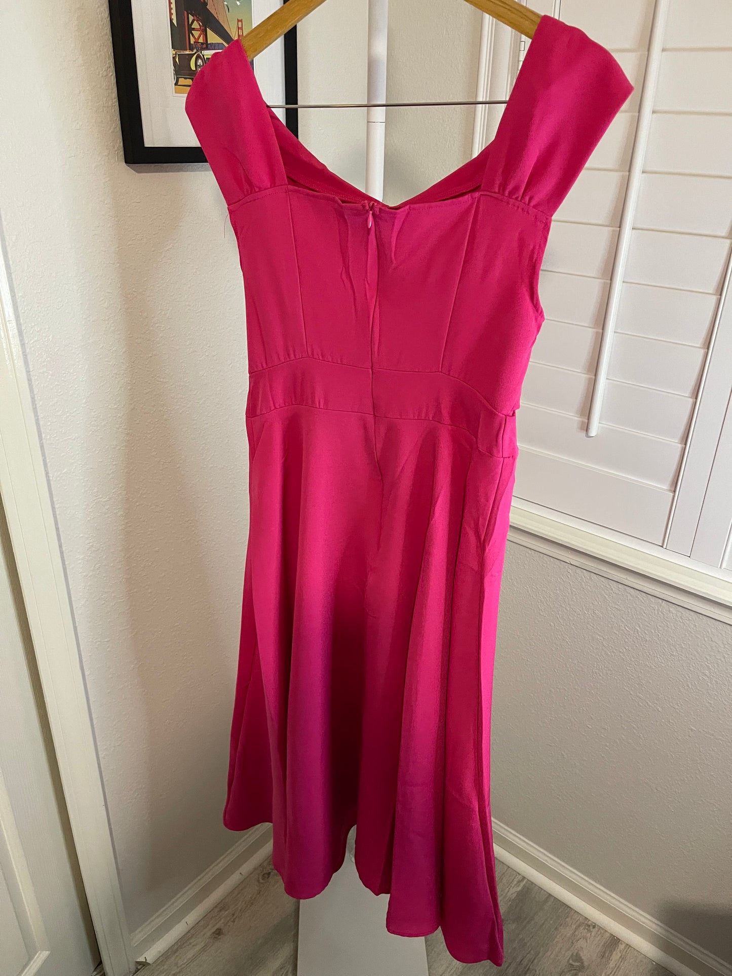 Hot Pink Off-Shoulder Swing Dress