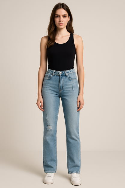 LNDN Light Wash Distressed Denim