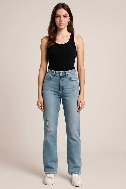 LNDN Light Wash Distressed Denim