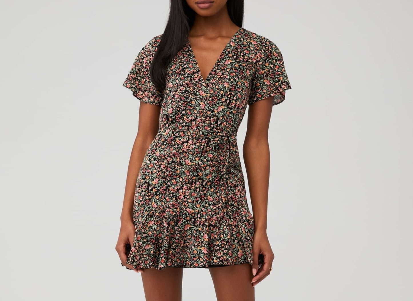 BB Dakota Counting Petals Floral Wrap Dress