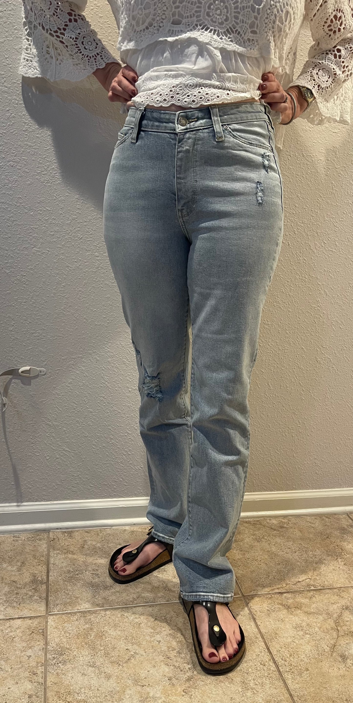 LNDN Light Wash Distressed Denim