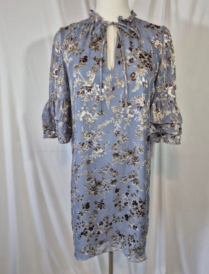 Alice + Olivia Burnout Velvet Silk Blend Floral Mini Dress in Periwinkle
