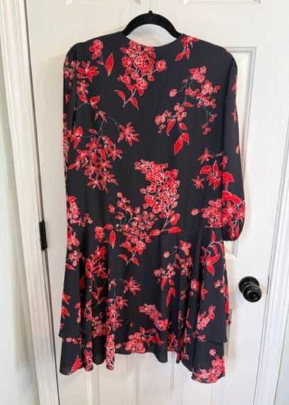 Alice + Olivia Moore Black Cherry Vine Floral Mini Dress