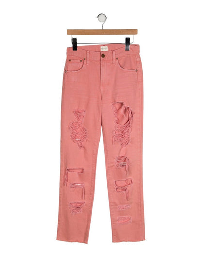 Alice + Olivia Pink Mid-Rise Straight Leg Jeans