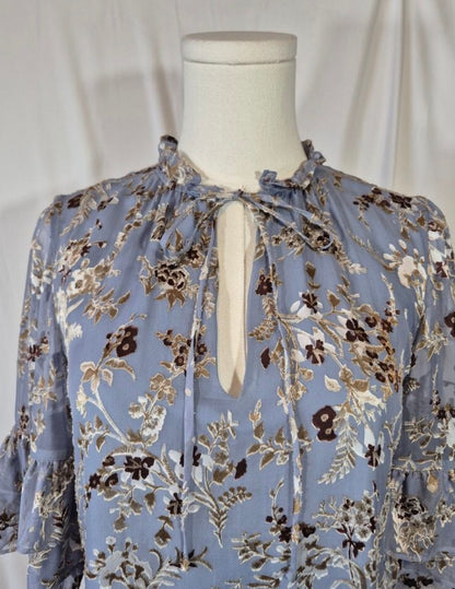 Alice + Olivia Burnout Velvet Silk Blend Floral Mini Dress in Periwinkle