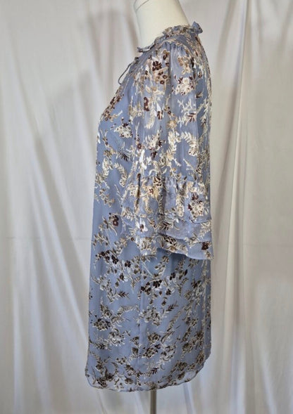 Alice + Olivia Burnout Velvet Silk Blend Floral Mini Dress in Periwinkle