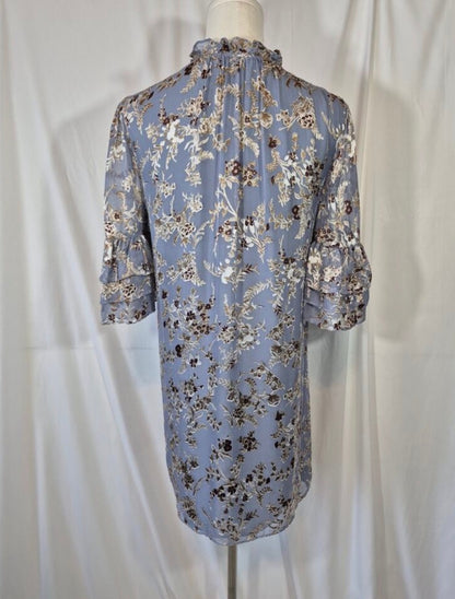 Alice + Olivia Burnout Velvet Silk Blend Floral Mini Dress in Periwinkle
