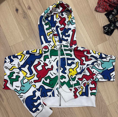 Alice + Olivia x Keith Haring Cropped Hoodie