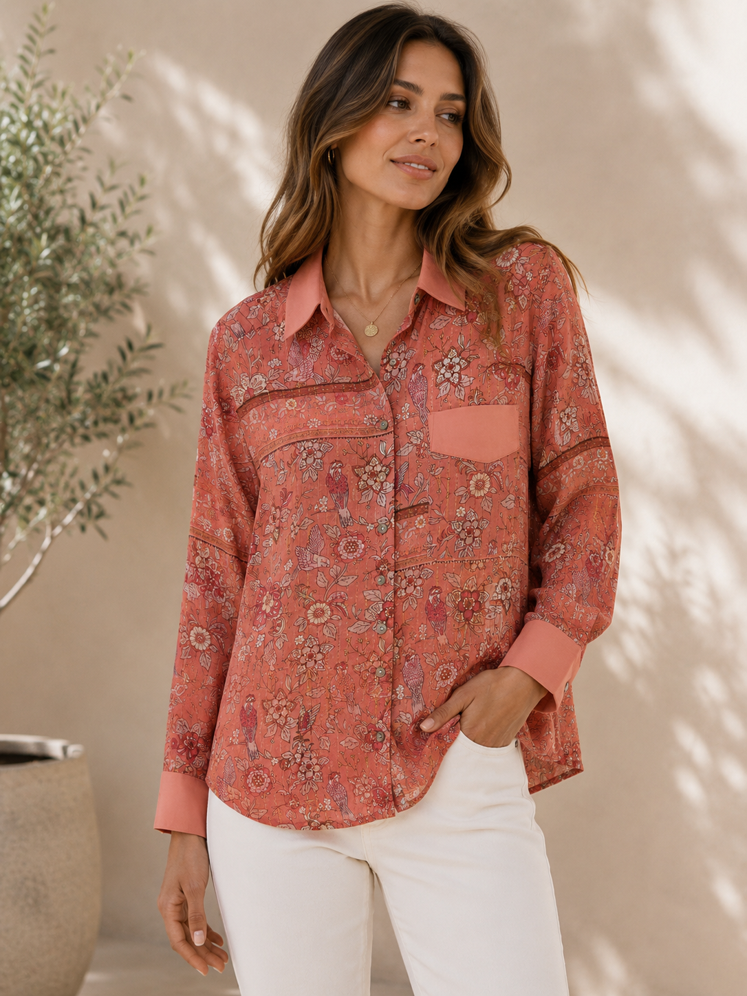 Strawberry Paris Laurent Floral Pattern Button-Up Shirt
