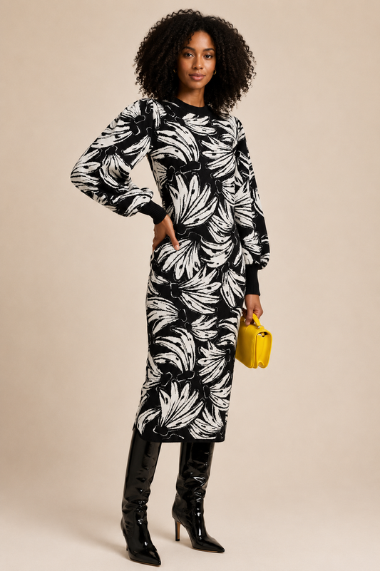 Farm Rio Jacquard-Knit Midi Dress