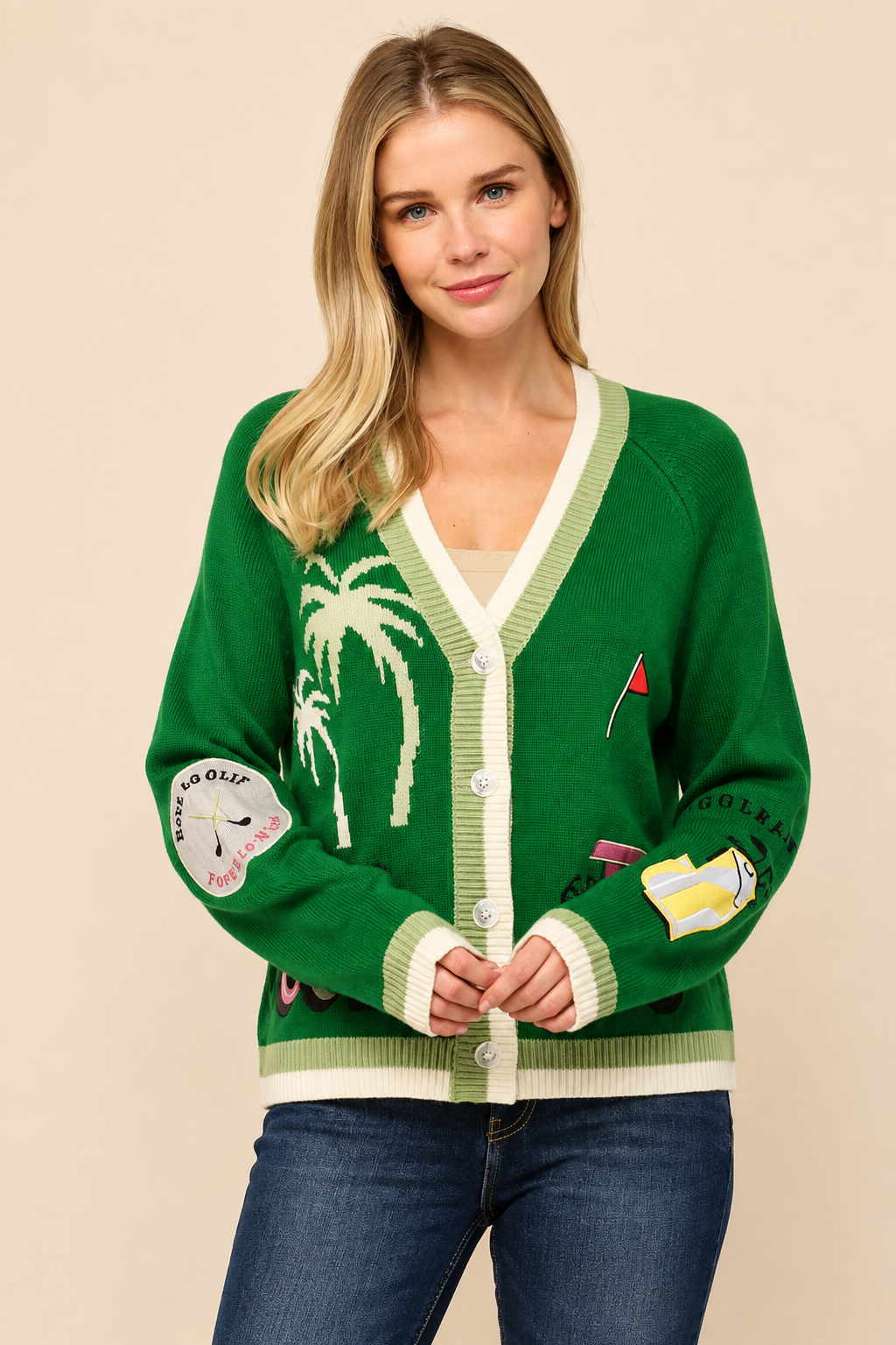 Fate Golf Embroidered Patch Cardigan