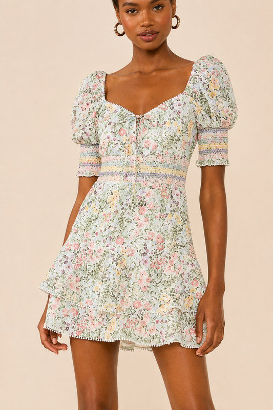 Alice + Olivia Crawford Floral Sweetheart Mini Dress